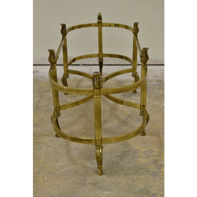 Neoclassical La Barge Neoclassical Brass and Glass Hooved Feet Coffee Table, Circa 1960s For Sale - Image 3 of 7