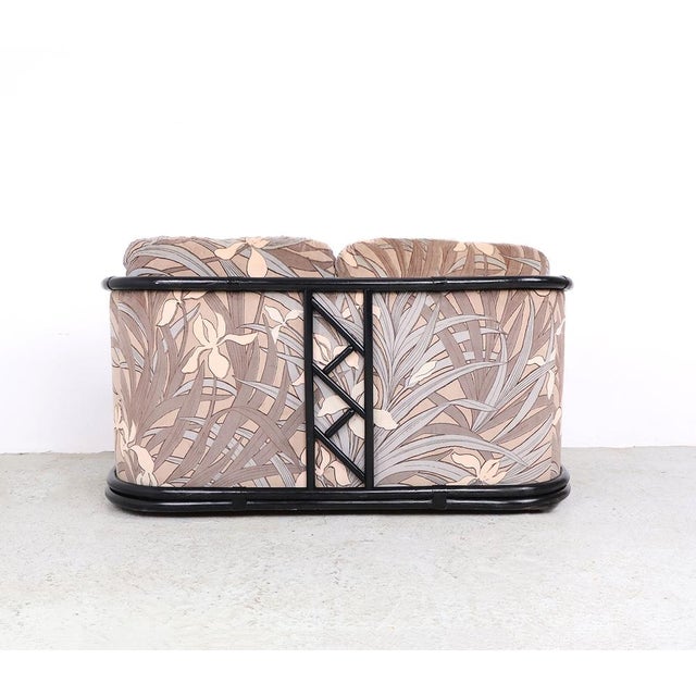 Vintage Bamboo 2-Seater Sofa with Floral Velvet Fabric, 1970s For Sale - Image 6 of 15