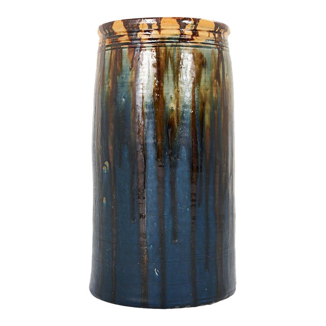 1920s Antique Schumacher Stamped Pottery Umbrella Stand by Joseph Talbot For Sale