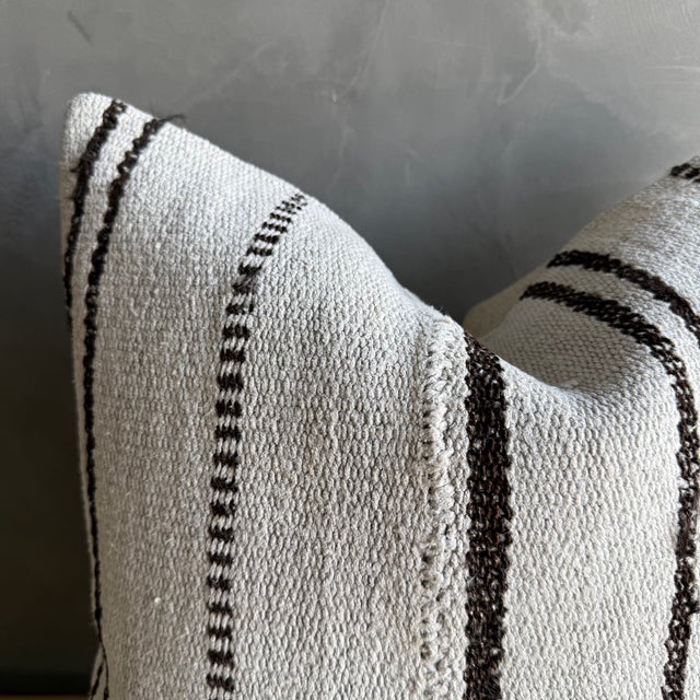 Vintage Rug Pillow Cover With Stripes For Sale In Los Angeles - Image 6 of 7