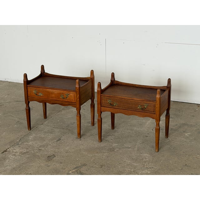 Mid-Century Modern Danish Brutalist Oak Bedside Tables by Henning Kjærnulf, 1960s, Set of 2 For Sale - Image 3 of 11