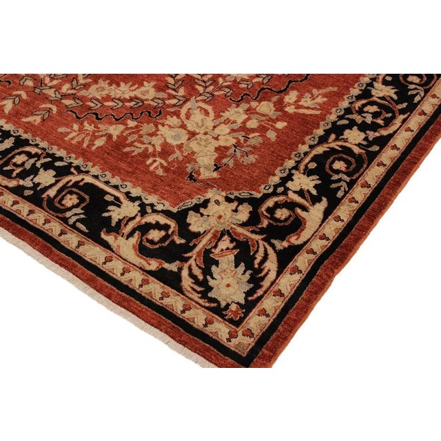 Shabby Chic 1980s Shabby Chic Ziegler Kafkaz Rust/Black Wool Rug -8'1 X 9'10 For Sale - Image 3 of 8