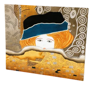 After Gustav Klimt, Modern Composition, 1980s, Metal Bas-Relief