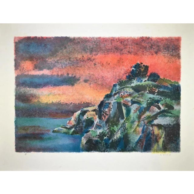 Landscape is a beautiful original lithograph on cardboard, realized by the italian artist giovanni omiccioli (rome,...