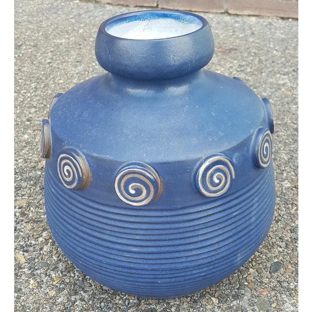 Blue Ceramic Vases by Ceramano, Set of 2 For Sale - Image 4 of 5