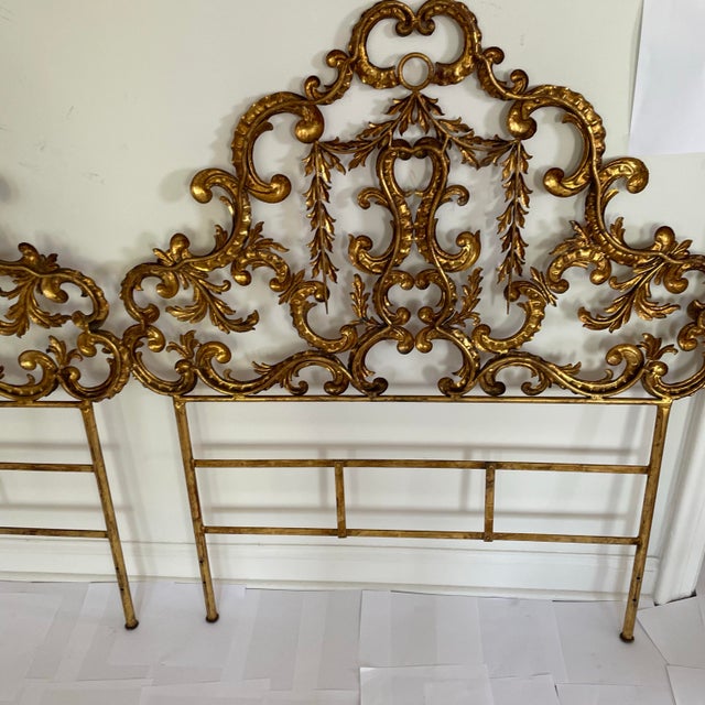 Gold Vintage Mid Century Italian Rococo Style Gold Gilded Headboard For Sale - Image 8 of 8