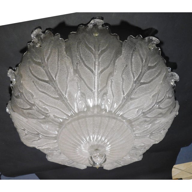 Italian 1960s Clear Graniglia Murano Flush Mount Attributed to Barovier e Toso For Sale - Image 3 of 7