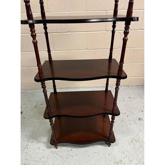 Brown Antique Victorian Style Mahogany Open Display Rack Etagere Bookcase For Sale - Image 8 of 12