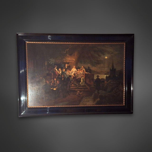 After Christian Eduard Boettcher, Summer Night on the Rhine, 1950s, Oil Painting on Canvas, Framed For Sale - Image 10 of 10