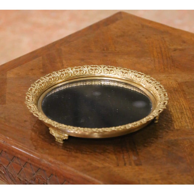 19th Century French Louis XVI Style Bronze and Mercury Glass Plateau Surtout For Sale - Image 4 of 5