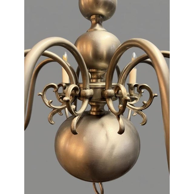 Vintage Flemish Chrome 8-Branch Chandelier For Sale - Image 3 of 6