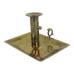 Antique Brass Push Up Chamber Stick Candleholder Adjustable With Patina