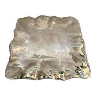 Polished Silver Ruffled Tray For Sale