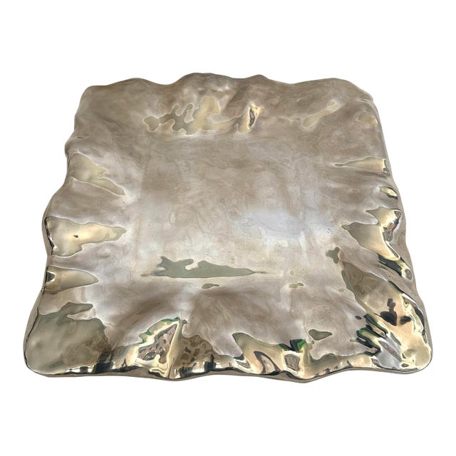 Polished Silver Ruffled Tray For Sale