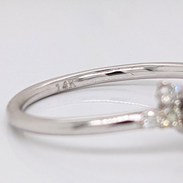 Dainty Ceylon Sapphire Ring W Earth Mined Diamonds in Solid 14k Gold | Rd 4mm For Sale - Image 10 of 10