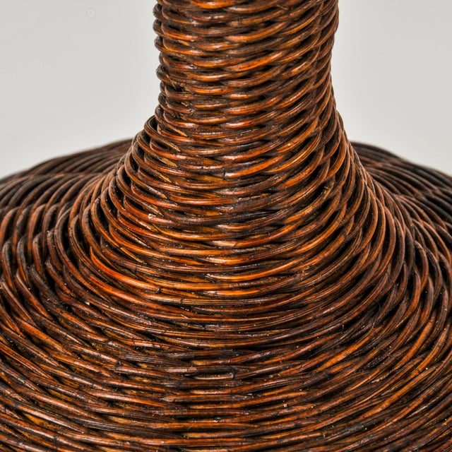Antique Wicker Lamp Figural Tall Double Bulb Statement Lamp For Sale In Rochester - Image 6 of 12