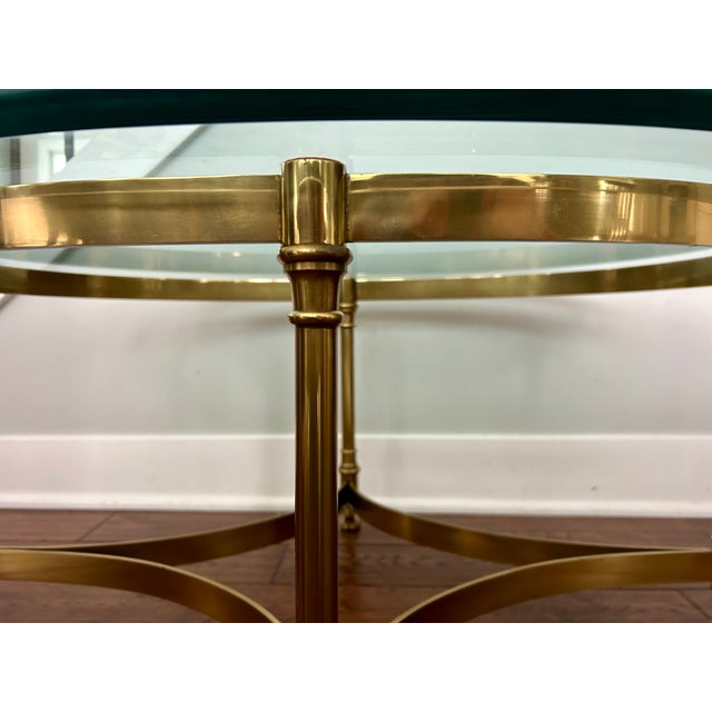 1960s Mid Century LaBarge Petite Oval Brass and Glass Coffee Table For Sale - Image 5 of 11