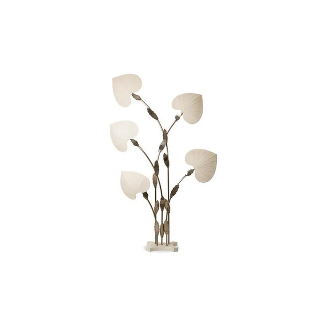 Large Lamp in Silver-Plated Brass and Silk by Antonio Pavia, 1970s For Sale - Image 10 of 10
