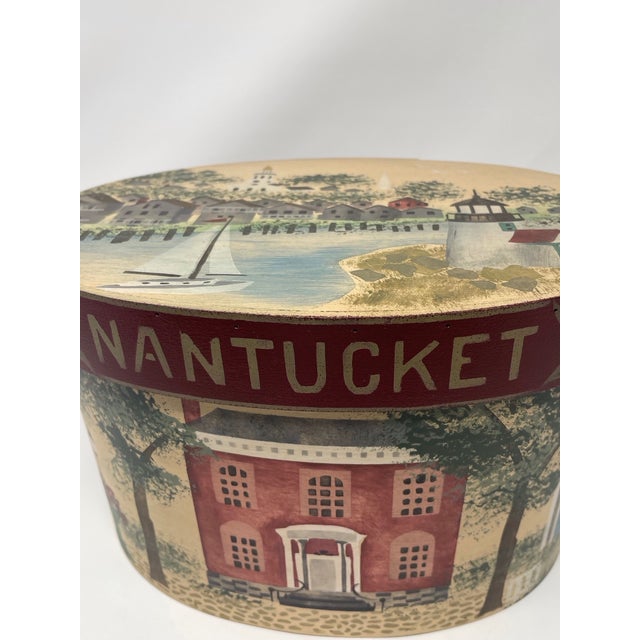 Offered is a rare, graduated pair of hand-painted and stenciled Nantucket folk art boxes by celebrated artist Betty...