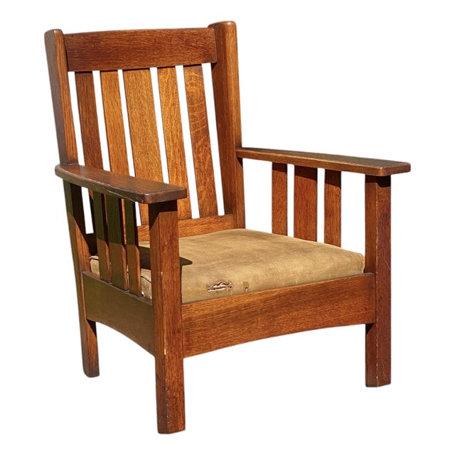 Antique Arts & Crafts Mission Oak Chair Stickley Brothers Quaint Furniture For Sale