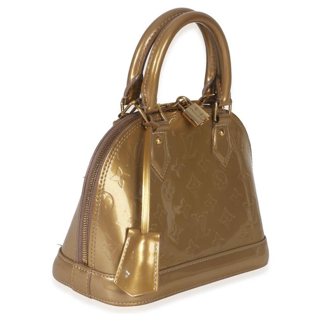 Contemporary Beige Poudre Monogram Vernis Alma BB For Sale - Image 3 of 9