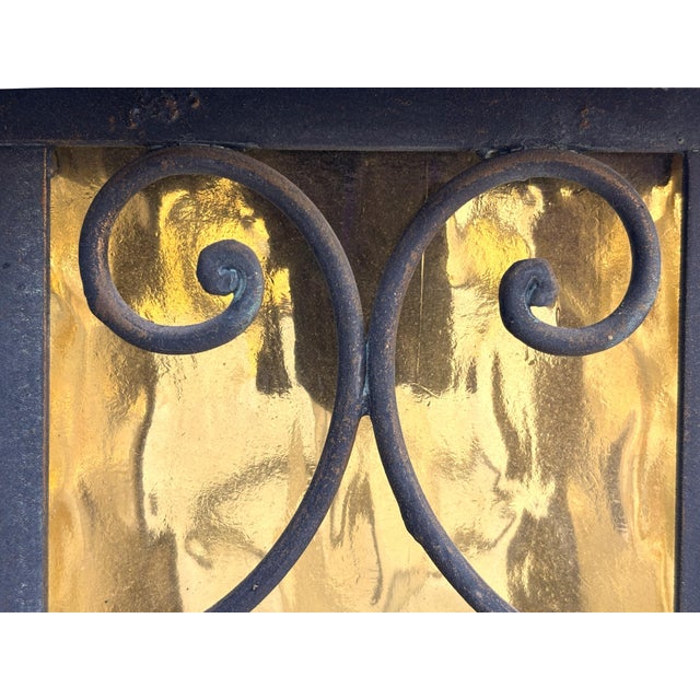 1950's Italian Wrought Iron Pendant Lanterns, a Pair For Sale In Tampa - Image 6 of 6