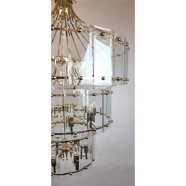 Large Chandelier with Beveled Glass Plates For Sale - Image 3 of 8