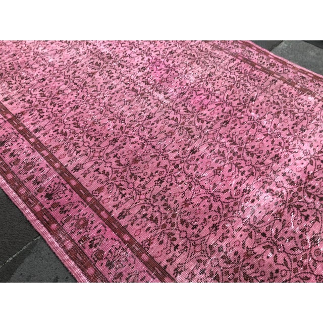 Pink 1960s Vintage Turkish Pink Rug - 5′11″ × 9′4″ For Sale - Image 8 of 10