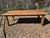 Impressive large hand made heavy pine rustic farm table having sculpted geometric chunky legs and beautiful natural honey...