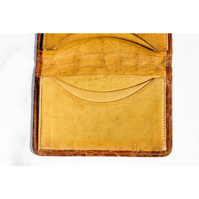 Rare Antique English Victorian Leather 9k Gold Corners English Wallet Case For Sale - Image 12 of 13