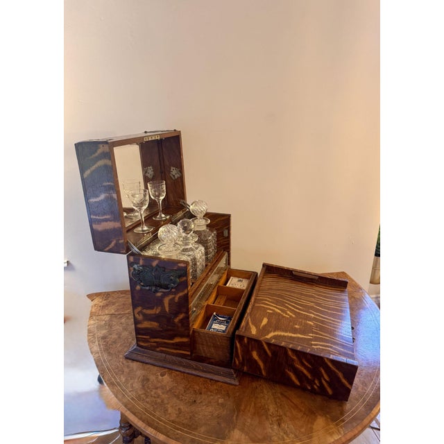Antique Victorian Oak Decanter and Games Box, 1880, Set of 6 For Sale - Image 15 of 16