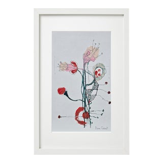 Framed Organic Modern Minimalist Flower Study | Botanical Painting | Herbarium Wall Art For Sale