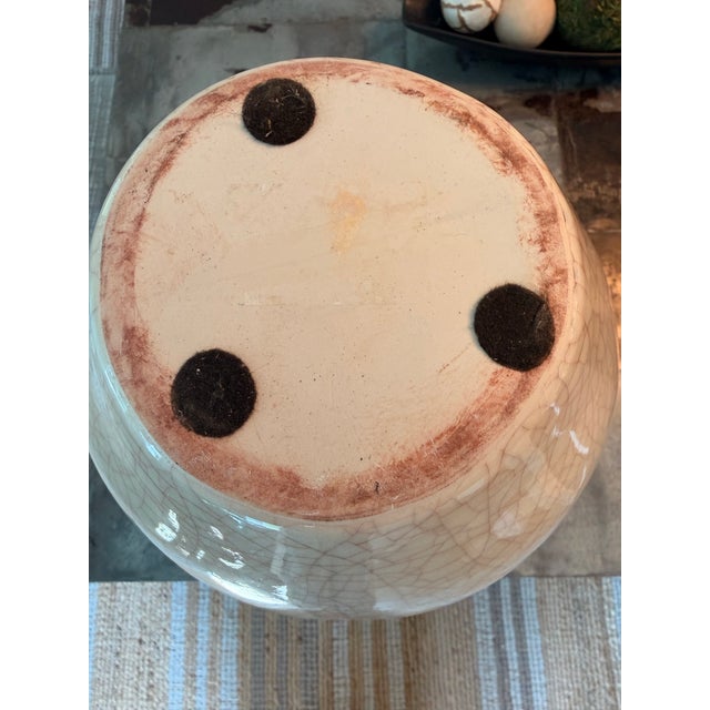 Large Ivory Crackle Glaze Ceramic Floor Vase For Sale In Charleston - Image 6 of 8