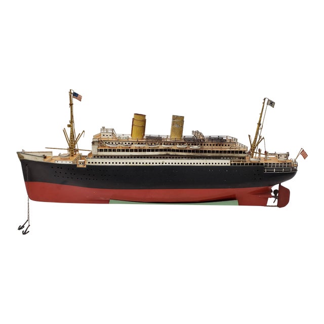 Antique Marklin Ocean Liner With American Flags & Lifeboats C.1900 For Sale