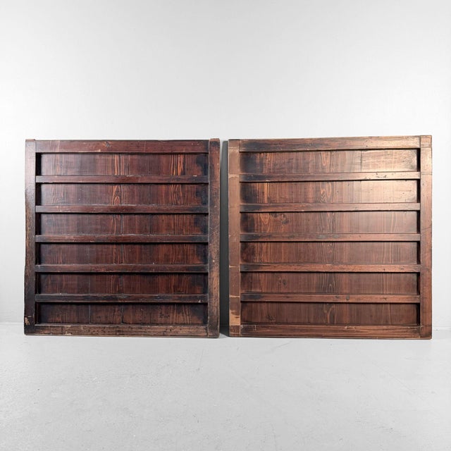 Contemporary Japanese Wooden Wall Panels, 1890, Set of 2 For Sale - Image 3 of 18
