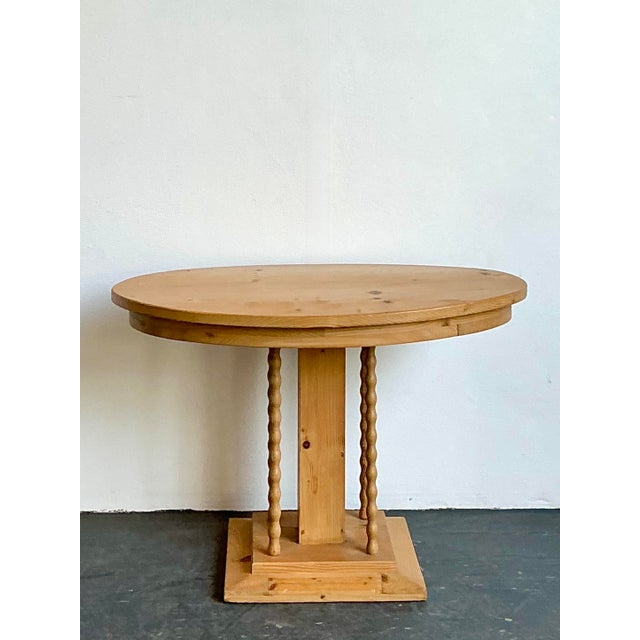 American Vintage Knotty Pine Turned Wood Side Table For Sale - Image 3 of 12