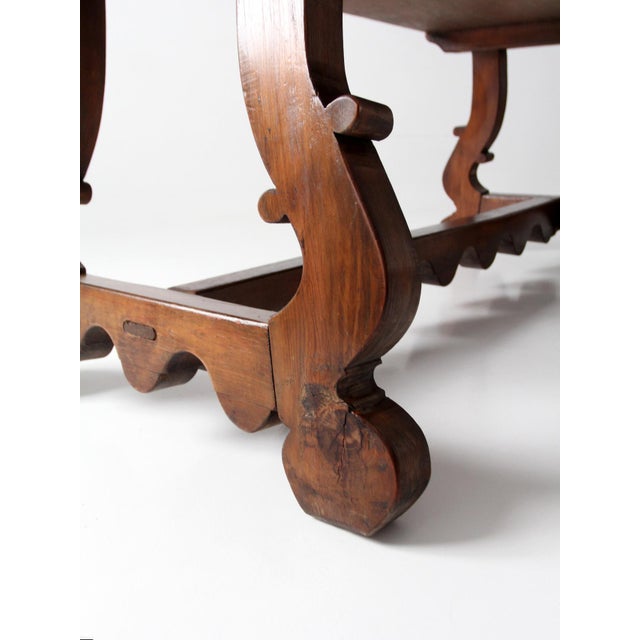 Brown Antique Spanish Revival Trestle Table For Sale - Image 8 of 18