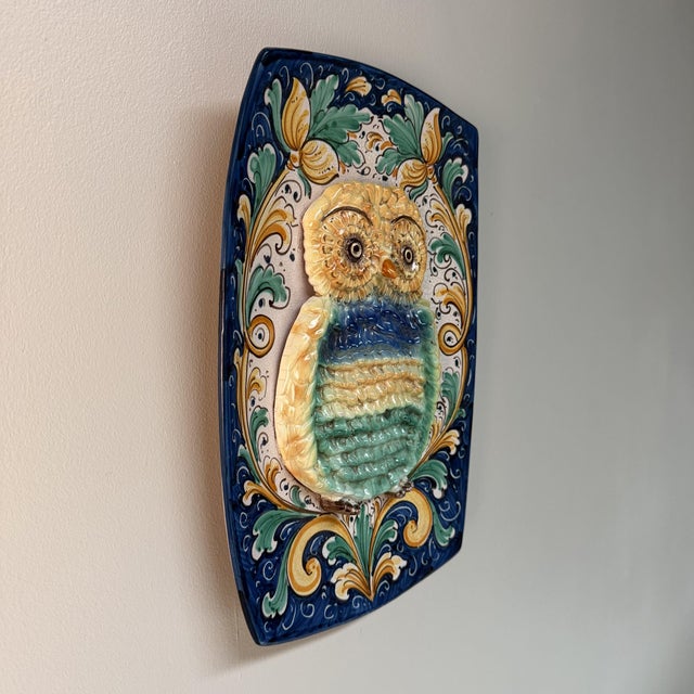 Sicilian Ceramic Wall Plaque with Owl, Italy, 1950s For Sale - Image 4 of 14