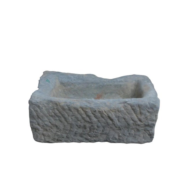 Chinese 20" Inch Long Hand Chiseled Stone Trough 24-12 For Sale - Image 3 of 5