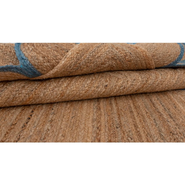 French Blue Scallop Edge Jute Rug 10x14 Ft. For Sale - Image 10 of 12