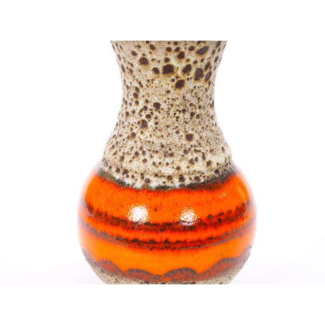 Mid-Century West German Glazed Porcelain Vase, Orange, Eggshell & Brown 10" Tall For Sale - Image 4 of 10