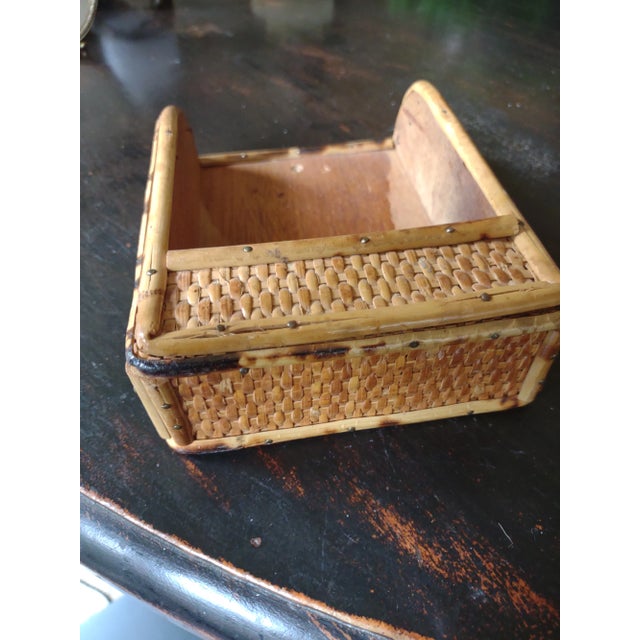 Offered is a vintage bamboo note pad holder. It is in excellent condition with no issues to report. It measures 7" x 4...