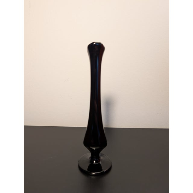 Mid-Century Modern Mid Century Black Swung Glass Bud Vase For Sale - Image 3 of 10