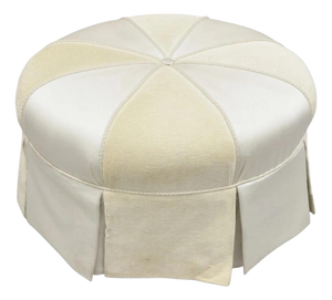 Decorator Modern Beige Upholstered Button Tufted Skirted 35" Round Ottoman