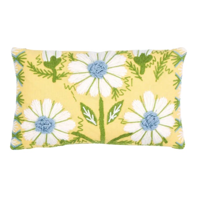 F. Schumacher Marguerite Embroidery Lumbar Pillow For Sale