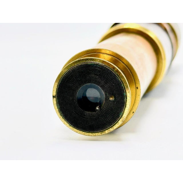 19th Century French Nautical Leather Bound Brass Telescope For Sale - Image 4 of 14