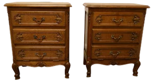 Small French Golden Oak Chests of Drawers, 1960, Set of 2