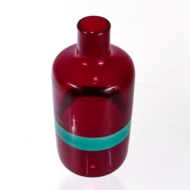 Venini Mid-Century Italian Art Glass Bottle a Fasce Orizzontali by Bianconi For Sale In Philadelphia - Image 6 of 11