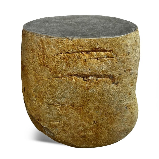 Vintage Stone Boulder Outdoor Stool Side Table For Sale - Image 4 of 6
