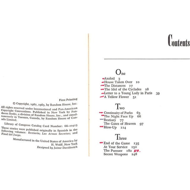 1960s "End of the Game and Other Stories" 1967 Cortazar, Julio For Sale - Image 5 of 6